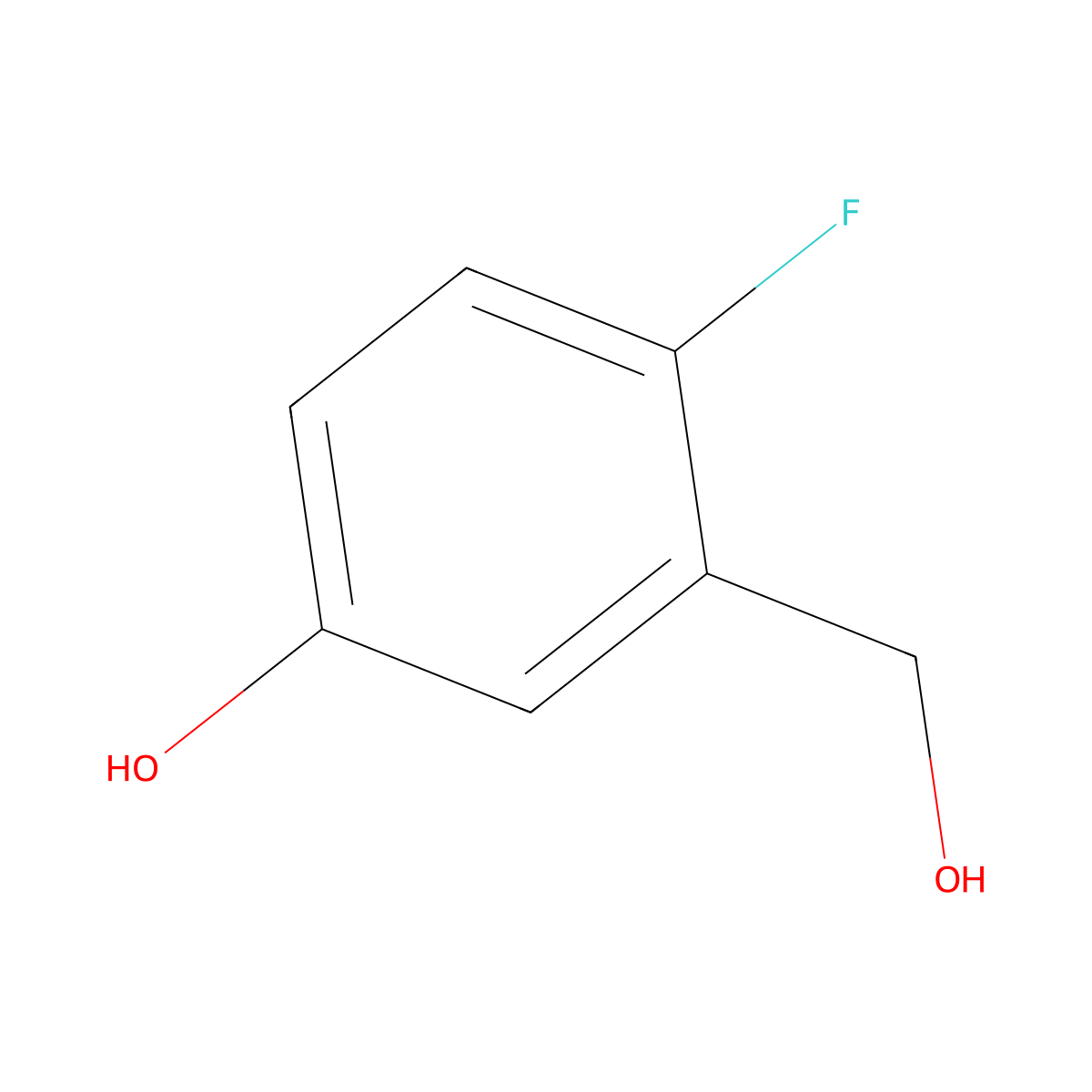 4-Fluoro-3-(hydroxymethyl)phenol molecular structure, CAS 438049-37-7