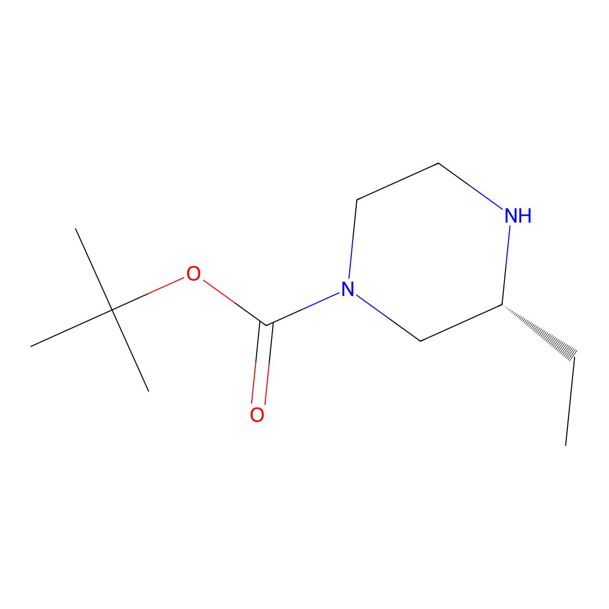 (R)-tert-butyl 3-ethylpiperazine-1-carboxylate molecular structure, CAS 438050-08-9
