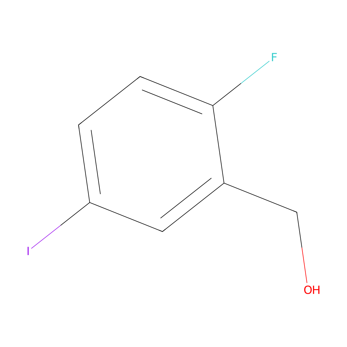 2-Fluoro-5-iodobenzyl alcohol molecular structure, CAS 438050-27-2