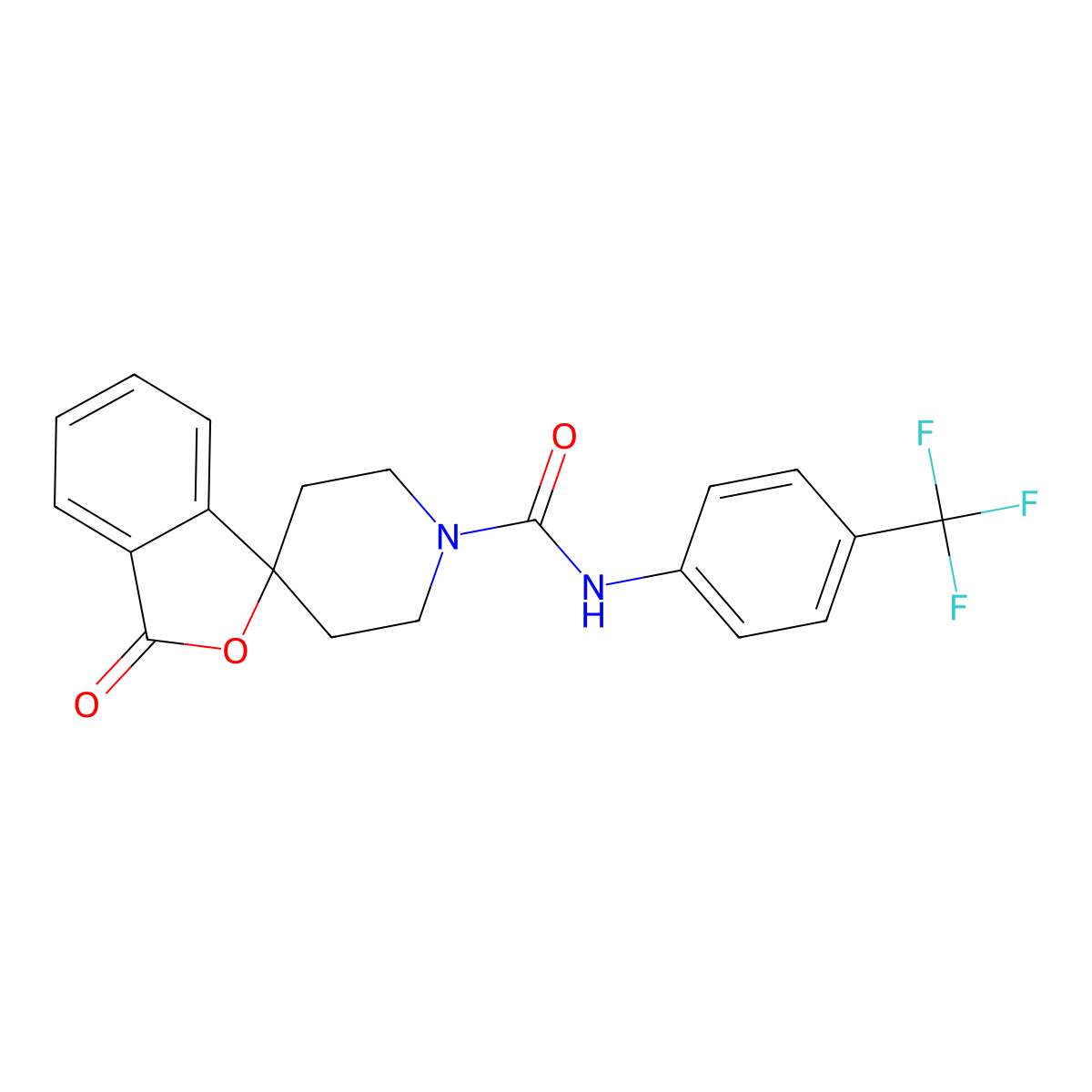 3-oxo-N-(4-(trifluoromethyl)phenyl)-3H-spiro[isobenzofuran-1,4'-piperidine]-1'-carboxamide molecular structure, CAS 438190-70-6