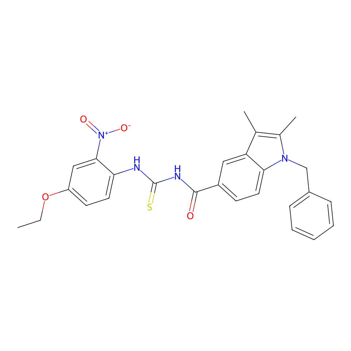 1-benzyl-N-[(4-ethoxy-2-nitrophenyl)carbamothioyl]-2,3-dimethylindole-5-carboxamide molecular structure, CAS 438194-55-9
