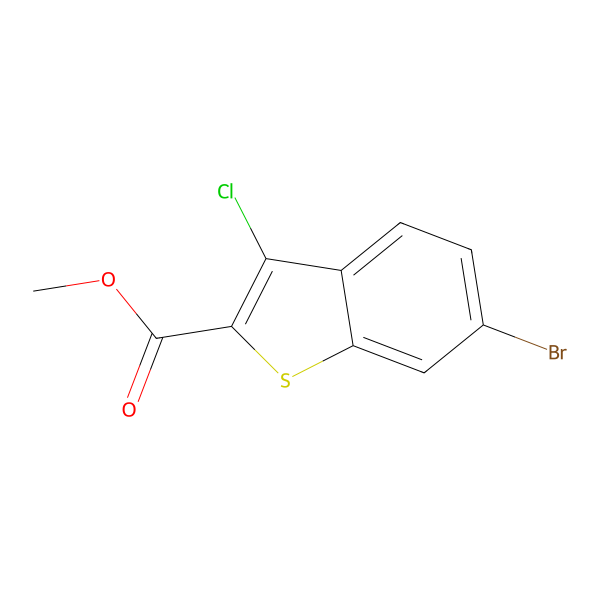Methyl 6-bromo-3-chloro-1-benzothiophene-2-carboxylate molecular structure, CAS 438194-62-8