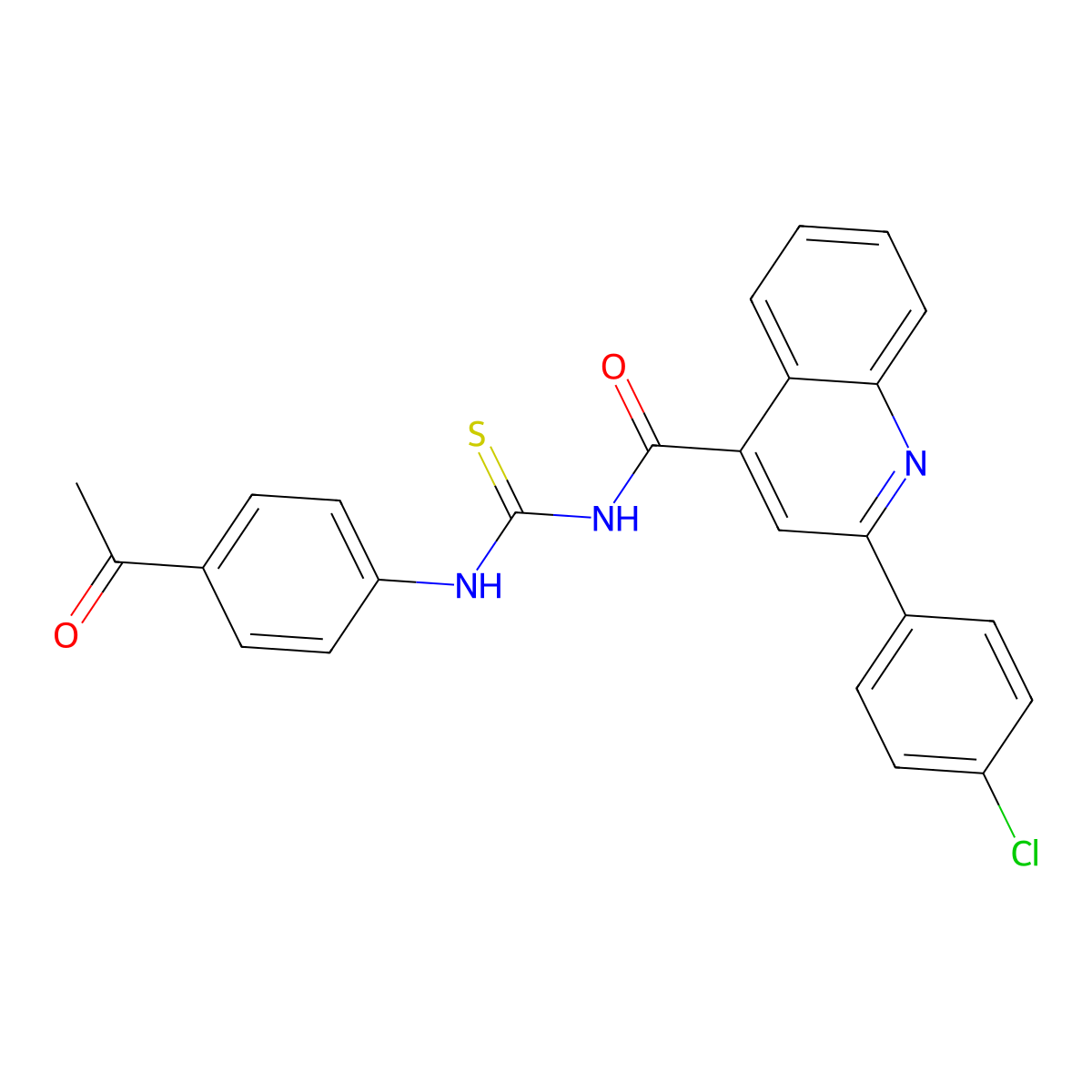 N-[(4-acetylphenyl)carbamothioyl]-2-(4-chlorophenyl)quinoline-4-carboxamide molecular structure, CAS 438194-70-8