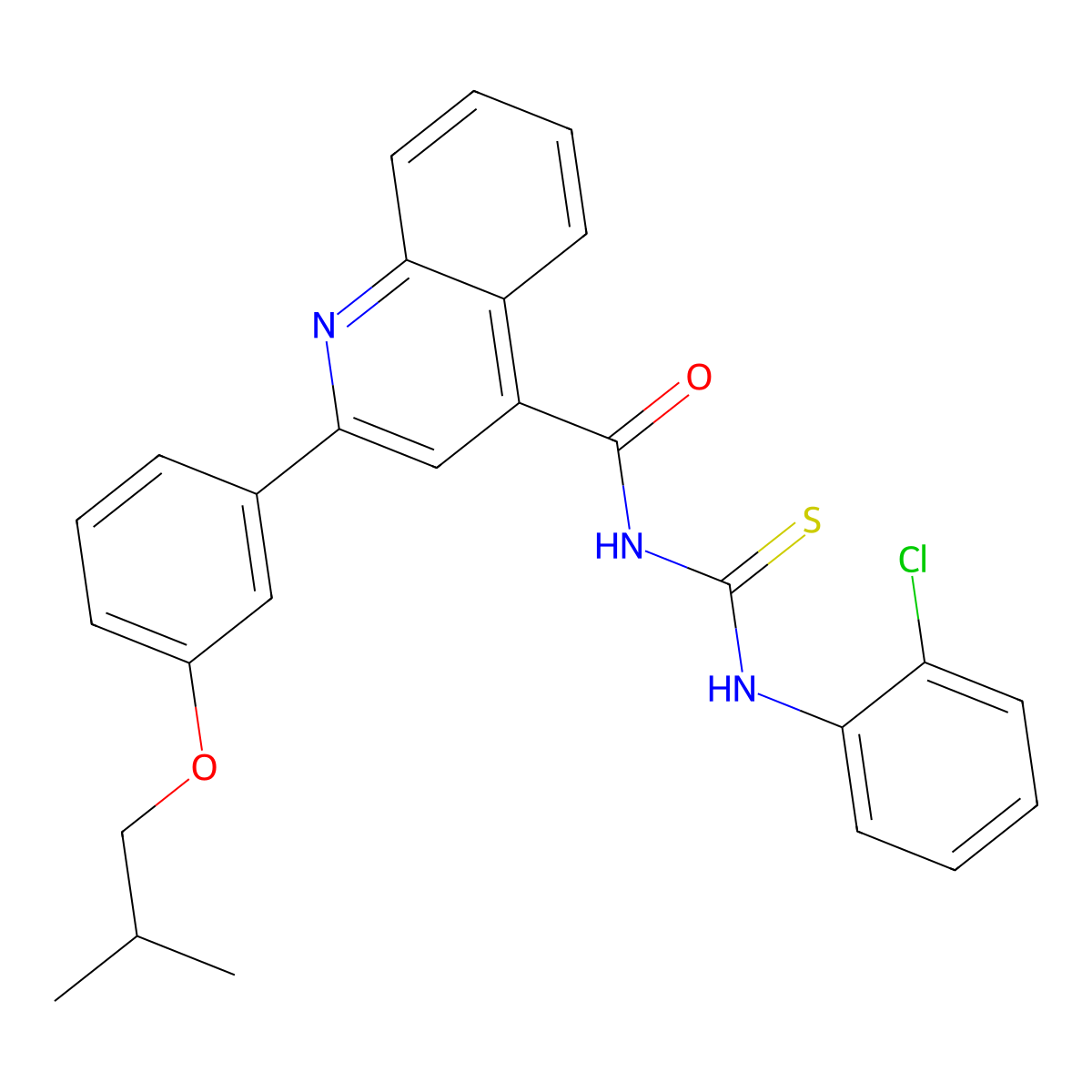 N-[(2-chlorophenyl)carbamothioyl]-2-[3-(2-methylpropoxy)phenyl]quinoline-4-carboxamide molecular structure, CAS 438194-79-7