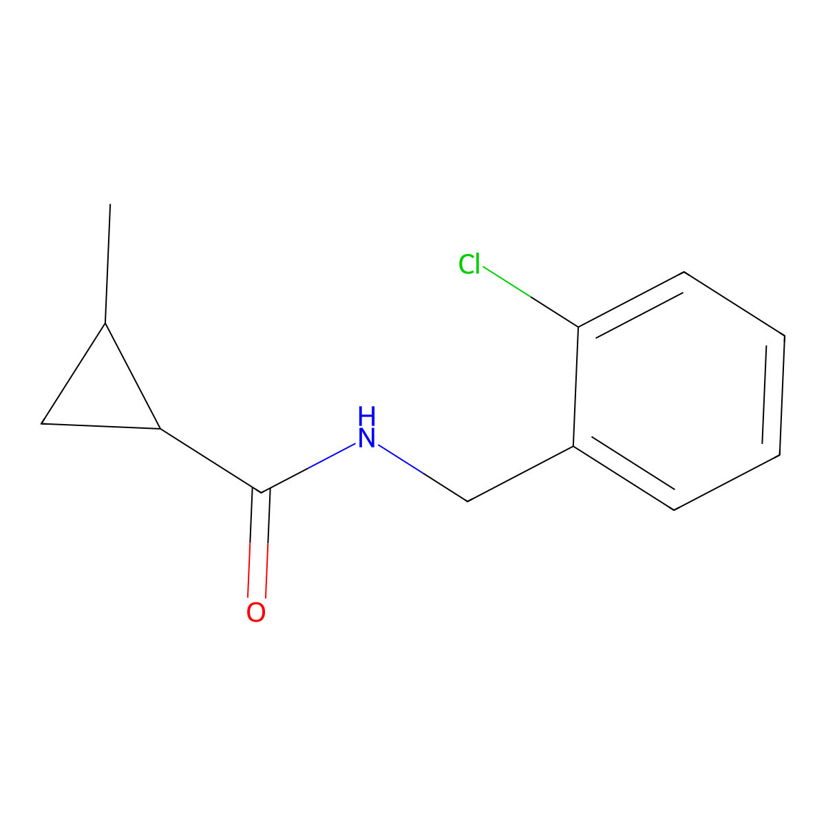 N-(2-chlorobenzyl)-2-methylcyclopropanecarboxamide molecular structure, CAS 438194-83-3