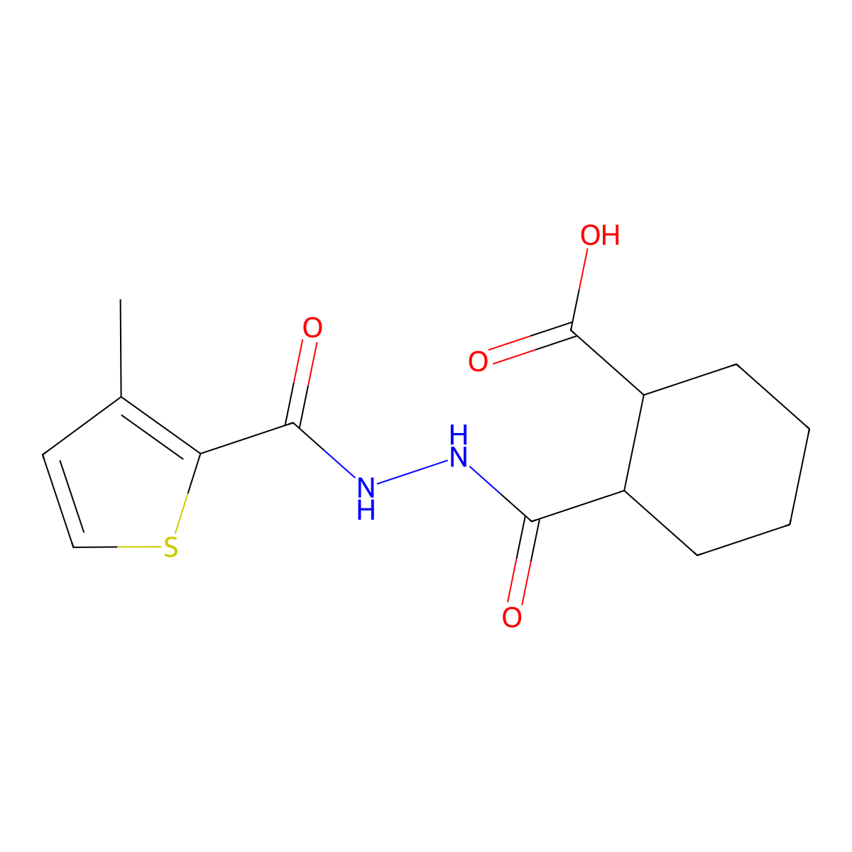 2-({2-[(3-Methyl-2-thienyl)carbonyl]hydrazino}carbonyl)cyclohexanecarboxylic acid molecular structure, CAS 438194-94-6