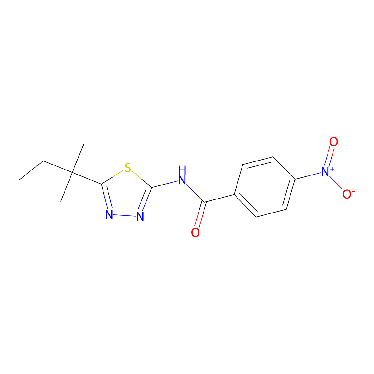 4-nitro-N-(5-tert-pentyl-1,3,4-thiadiazol-2-yl)benzamide molecular structure, CAS 438194-97-9