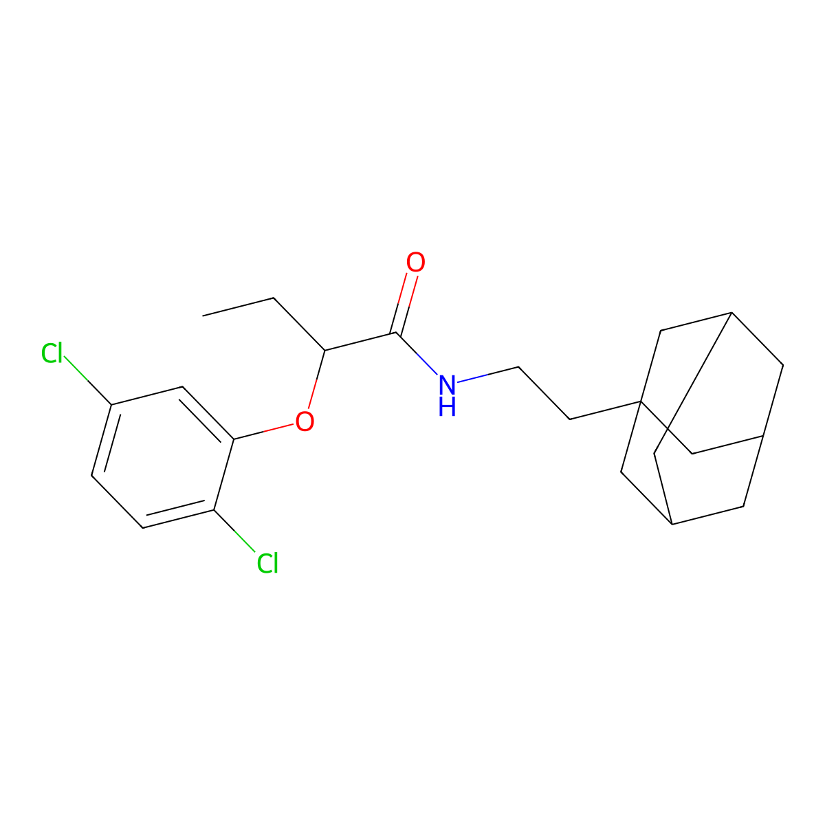 N-[2-(1-adamantyl)ethyl]-2-(2,5-dichlorophenoxy)butanamide molecular structure, CAS 438195-00-7