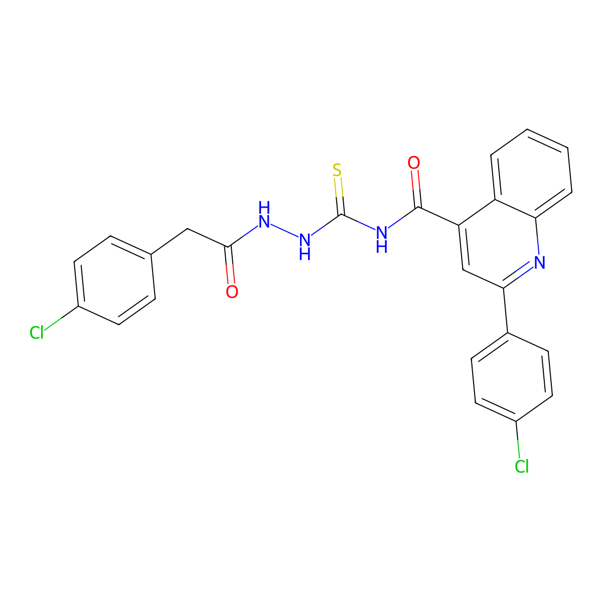 2-(4-chlorophenyl)-N-[[[2-(4-chlorophenyl)acetyl]amino]carbamothioyl]quinoline-4-carboxamide molecular structure, CAS 438195-03-0