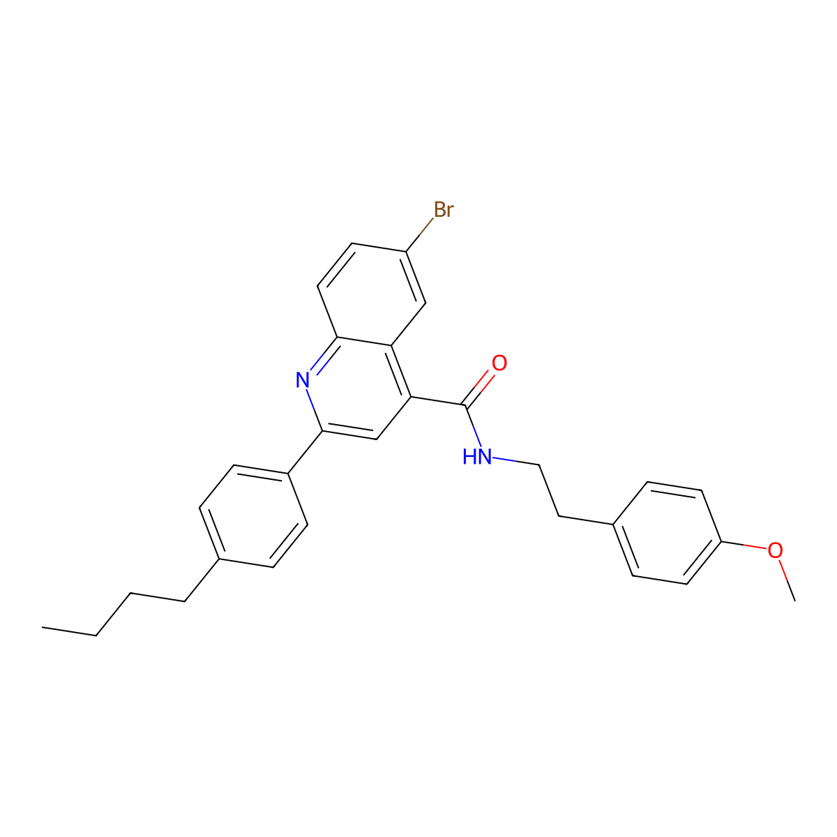6-bromo-2-(4-butylphenyl)-N-[2-(4-methoxyphenyl)ethyl]quinoline-4-carboxamide molecular structure, CAS 438195-20-1