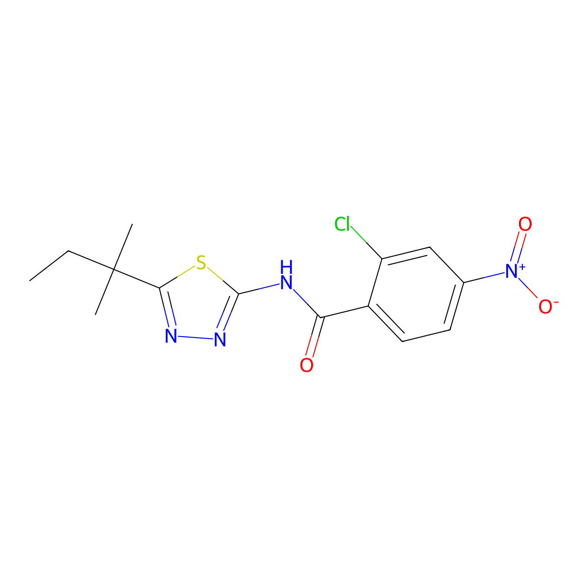 2-chloro-4-nitro-N-(5-tert-pentyl-1,3,4-thiadiazol-2-yl)benzamide molecular structure, CAS 438195-43-8