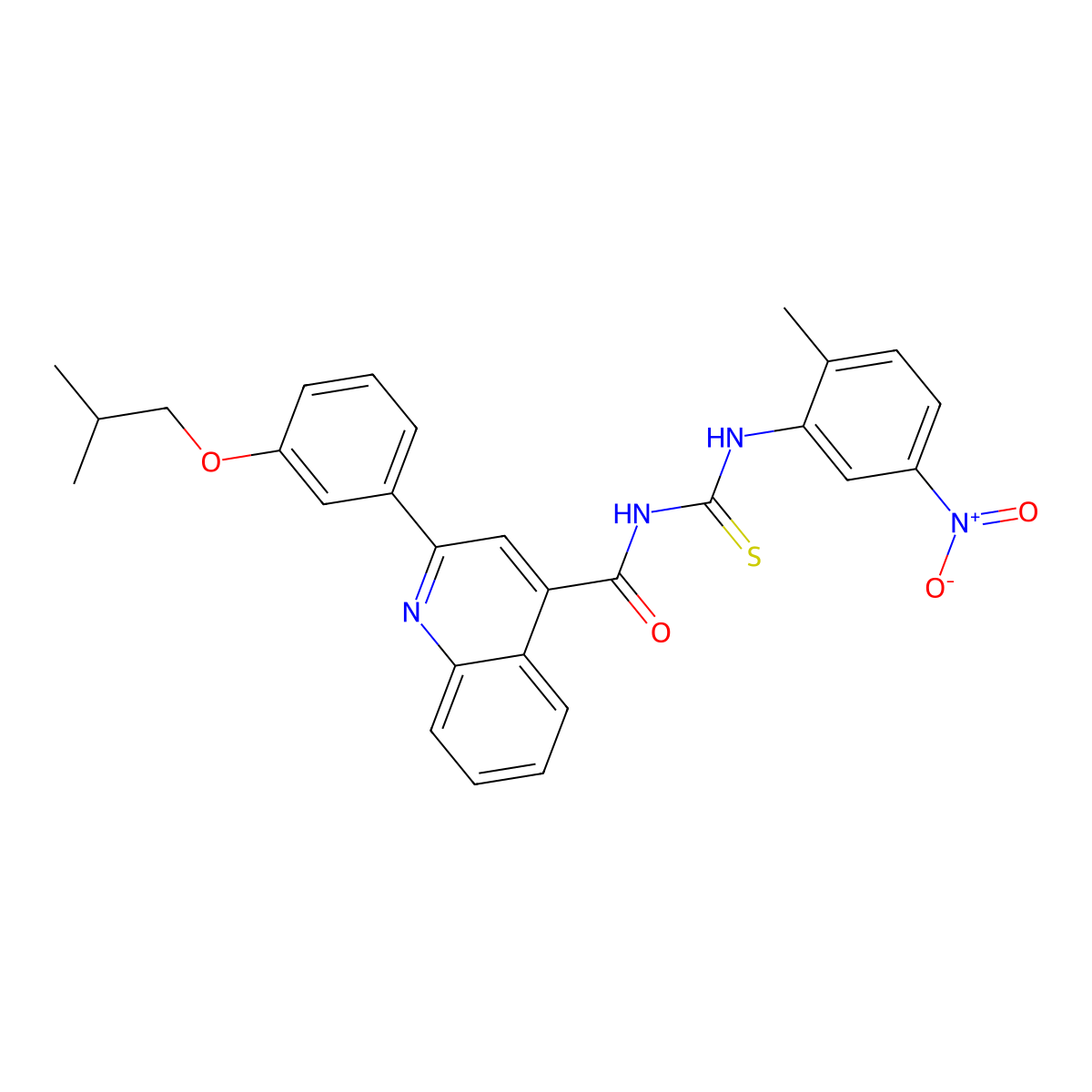 N-[(2-methyl-5-nitrophenyl)carbamothioyl]-2-[3-(2-methylpropoxy)phenyl]quinoline-4-carboxamide molecular structure, CAS 438195-51-8