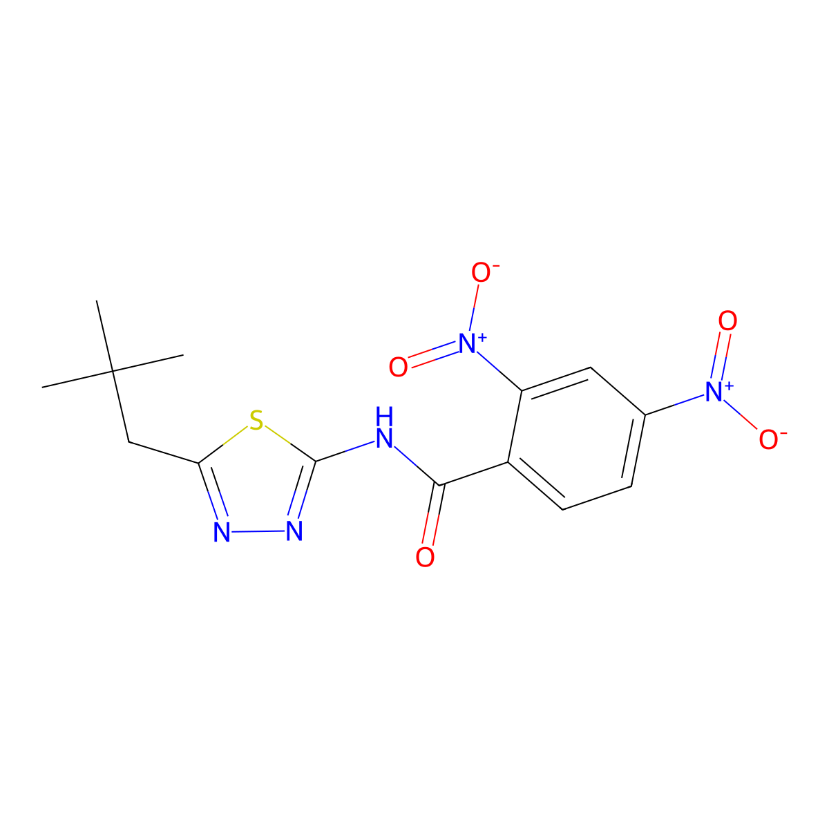 N-[5-(2,2-dimethylpropyl)-1,3,4-thiadiazol-2-yl]-2,4-dinitrobenzamide molecular structure, CAS 438195-58-5