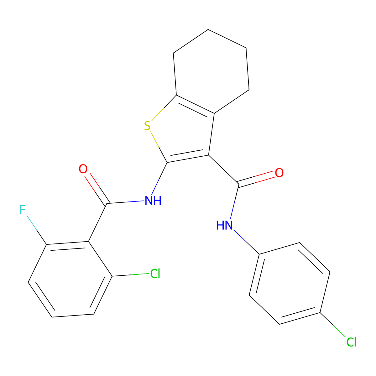 2-[(2-chloro-6-fluorobenzoyl)amino]-N-(4-chlorophenyl)-4,5,6,7-tetrahydro-1-benzothiophene-3-carboxamide molecular structure, CAS 438195-64-3