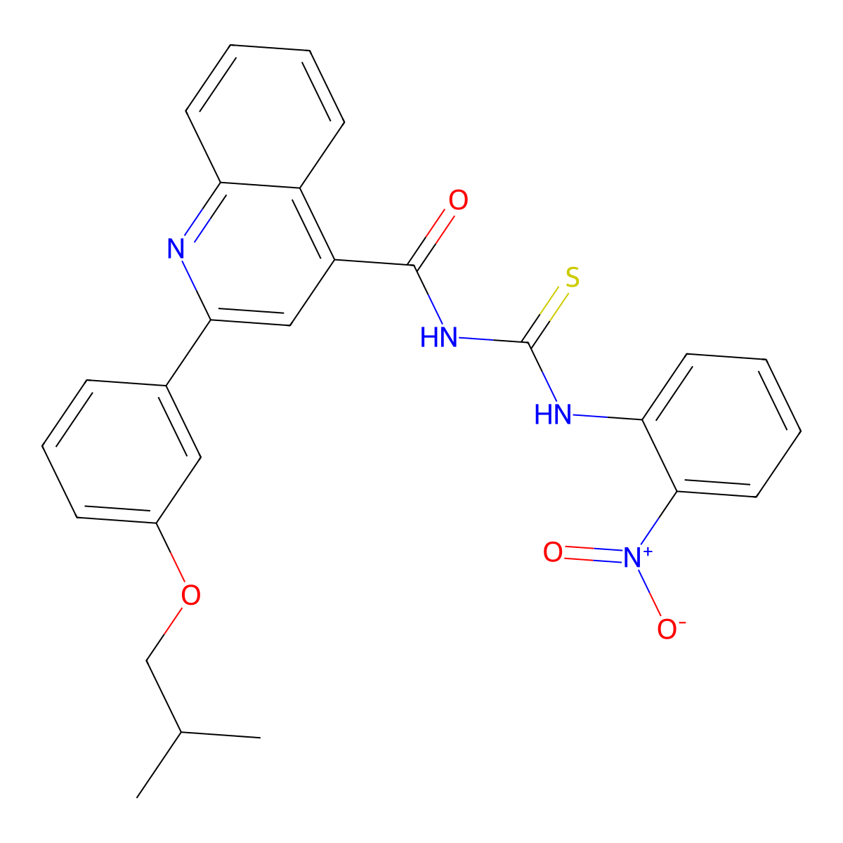 2-[3-(2-methylpropoxy)phenyl]-N-[(2-nitrophenyl)carbamothioyl]quinoline-4-carboxamide molecular structure, CAS 438195-68-7