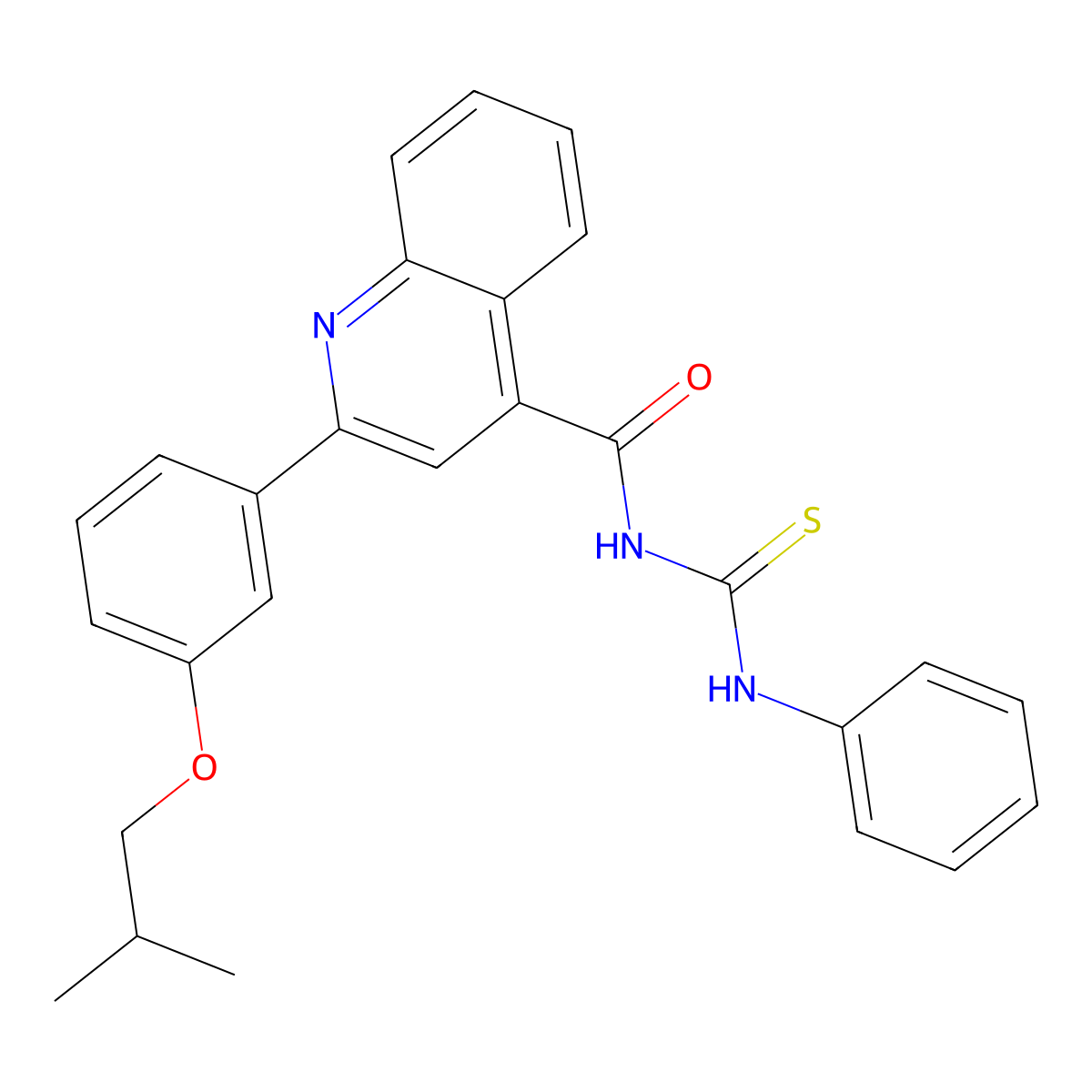 2-[3-(2-methylpropoxy)phenyl]-N-(phenylcarbamothioyl)quinoline-4-carboxamide molecular structure, CAS 438195-82-5