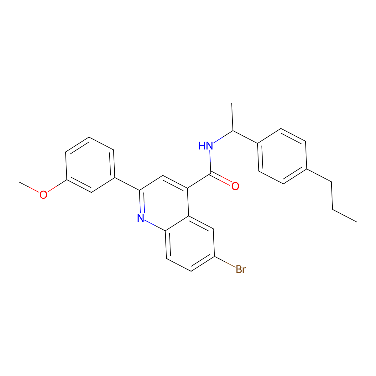 6-bromo-2-(3-methoxyphenyl)-N-[1-(4-propylphenyl)ethyl]quinoline-4-carboxamide molecular structure, CAS 438195-88-1