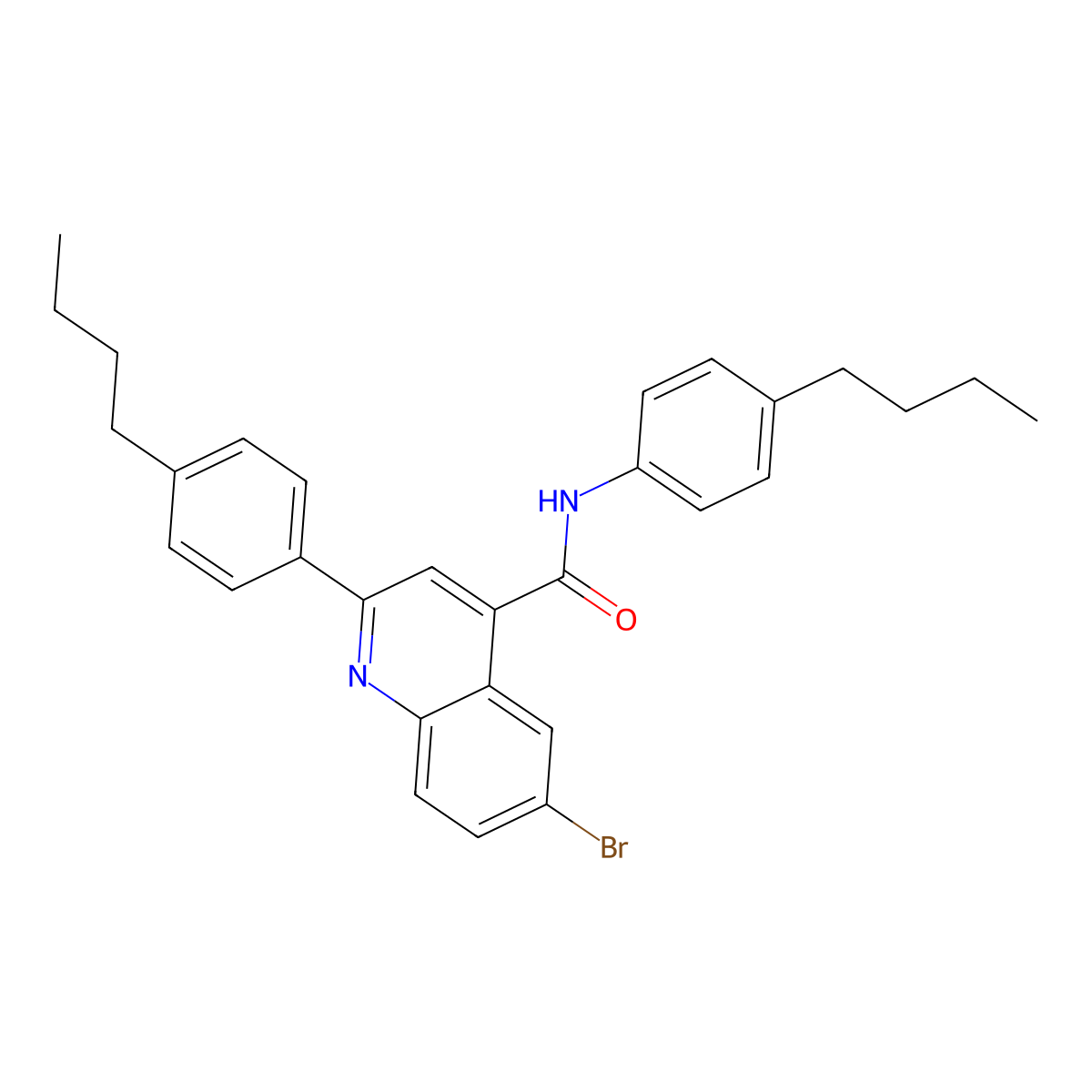 6-bromo-N,2-bis(4-butylphenyl)quinoline-4-carboxamide molecular structure, CAS 438195-90-5