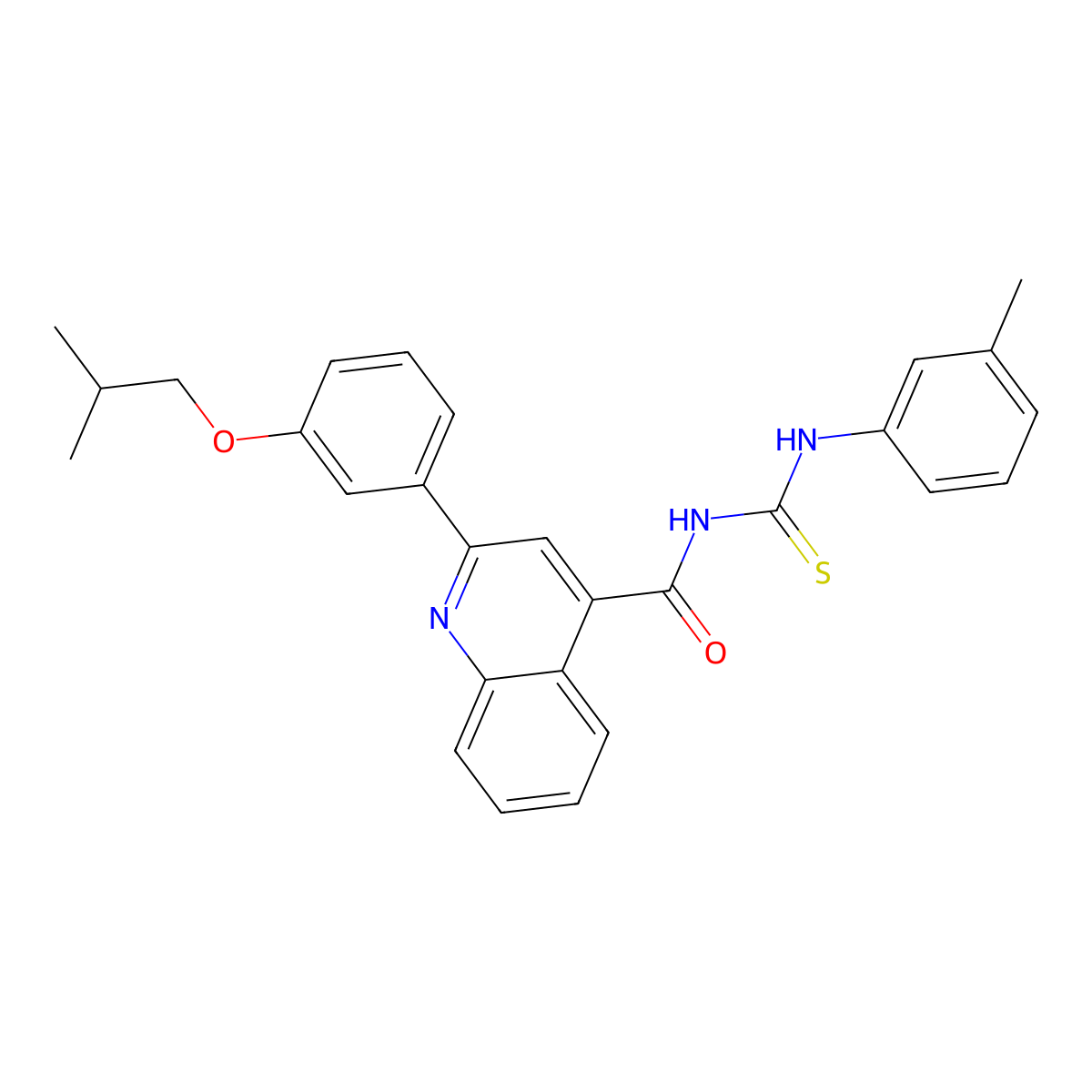 N-[(3-methylphenyl)carbamothioyl]-2-[3-(2-methylpropoxy)phenyl]quinoline-4-carboxamide molecular structure, CAS 438196-01-1