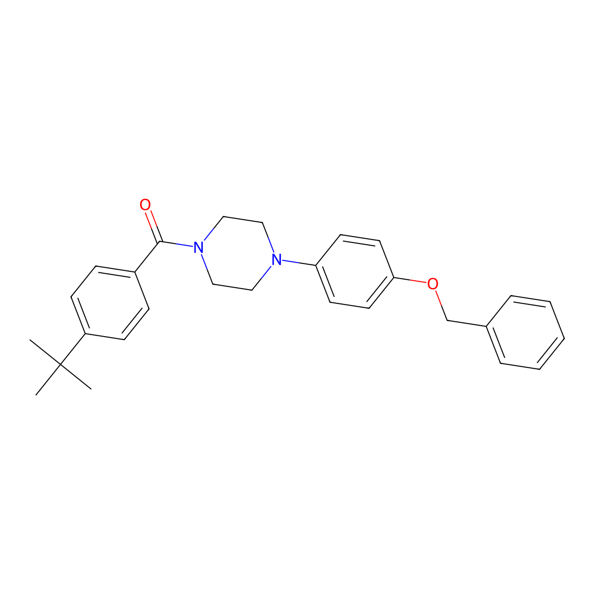 (4-Tert-butylphenyl)-[4-(4-phenylmethoxyphenyl)piperazin-1-yl]methanone molecular structure, CAS 438196-15-7