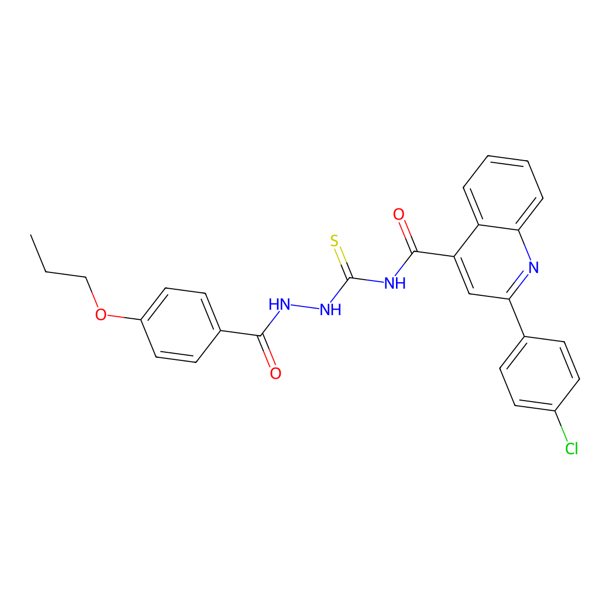 2-(4-chlorophenyl)-N-{[2-(4-propoxybenzoyl)hydrazino]carbothioyl}-4-quinolinecarboxamide molecular structure, CAS 438196-16-8