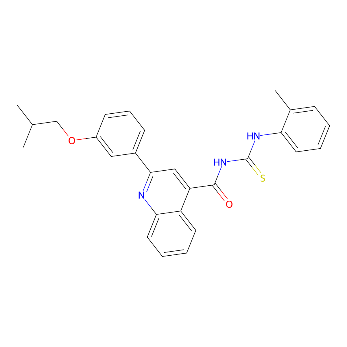 N-[(2-methylphenyl)carbamothioyl]-2-[3-(2-methylpropoxy)phenyl]quinoline-4-carboxamide molecular structure, CAS 438196-18-0