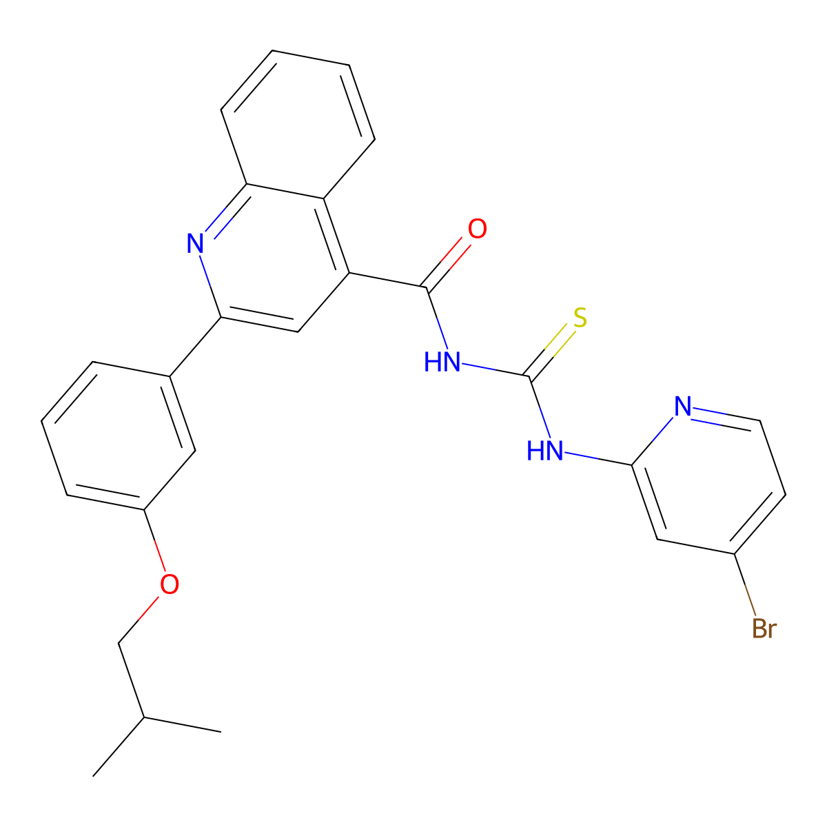 N-[(4-bromopyridin-2-yl)carbamothioyl]-2-[3-(2-methylpropoxy)phenyl]quinoline-4-carboxamide molecular structure, CAS 438196-19-1
