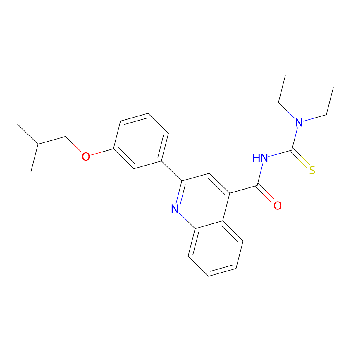 N-(diethylcarbamothioyl)-2-[3-(2-methylpropoxy)phenyl]quinoline-4-carboxamide molecular structure, CAS 438196-23-7