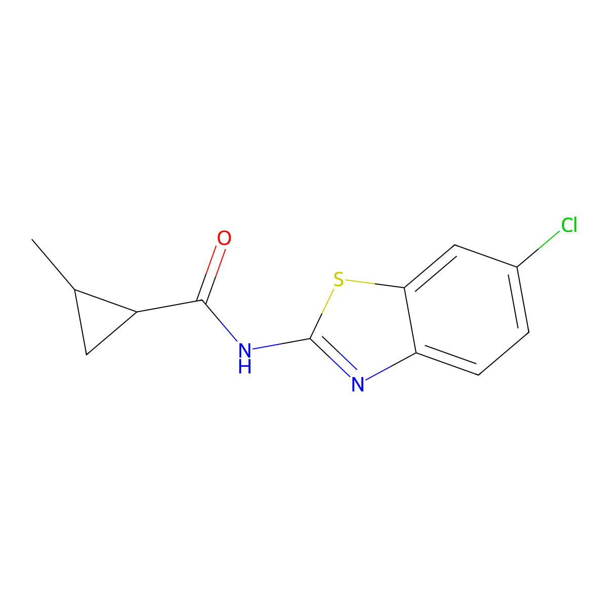 N-(6-chloro-1,3-benzothiazol-2-yl)-2-methylcyclopropanecarboxamide molecular structure, CAS 438196-40-8