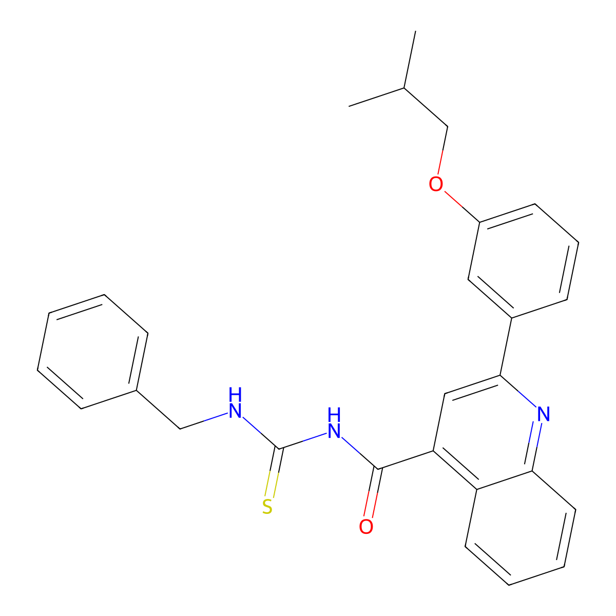 N-(benzylcarbamothioyl)-2-[3-(2-methylpropoxy)phenyl]quinoline-4-carboxamide molecular structure, CAS 438196-54-4