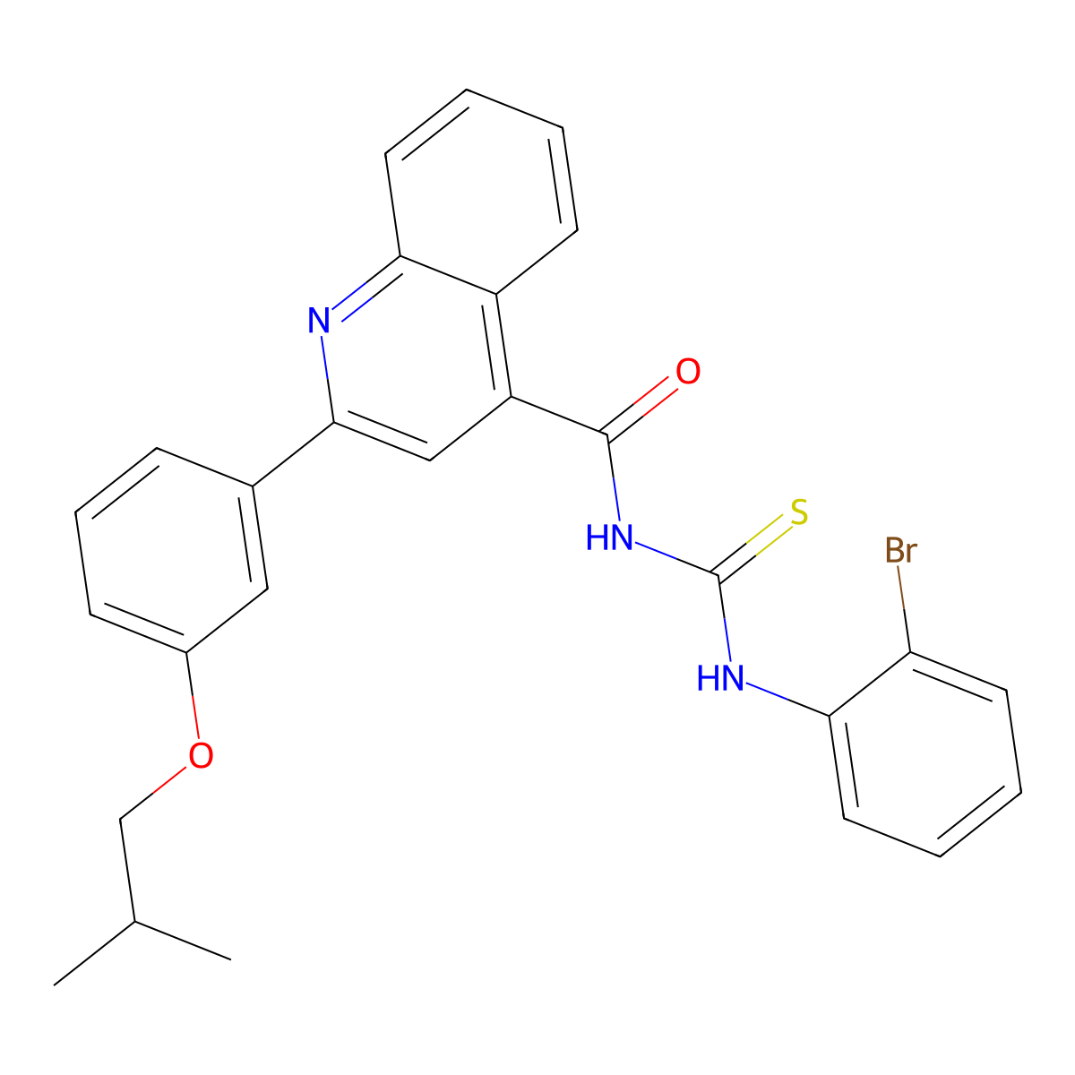 N-[(2-bromophenyl)carbamothioyl]-2-[3-(2-methylpropoxy)phenyl]quinoline-4-carboxamide molecular structure, CAS 438196-59-9