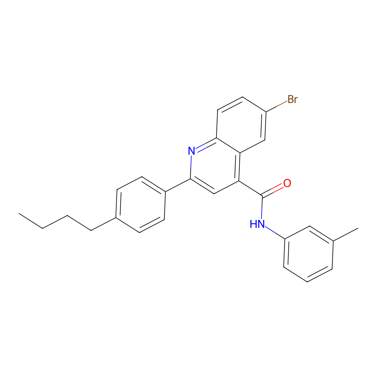 6-bromo-2-(4-butylphenyl)-N-(3-methylphenyl)quinoline-4-carboxamide molecular structure, CAS 438196-75-9