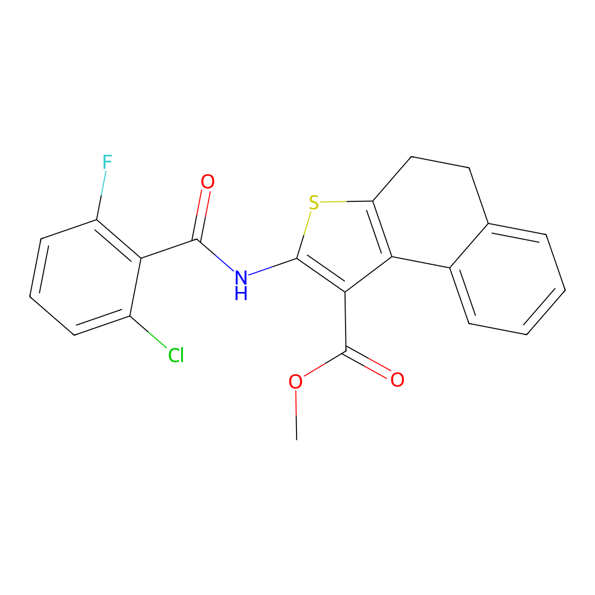 Methyl 2-(2-chloro-6-fluorobenzamido)-4H,5H-naphtho[2,1-B]thiophene-1-carboxylate molecular structure, CAS 438196-78-2