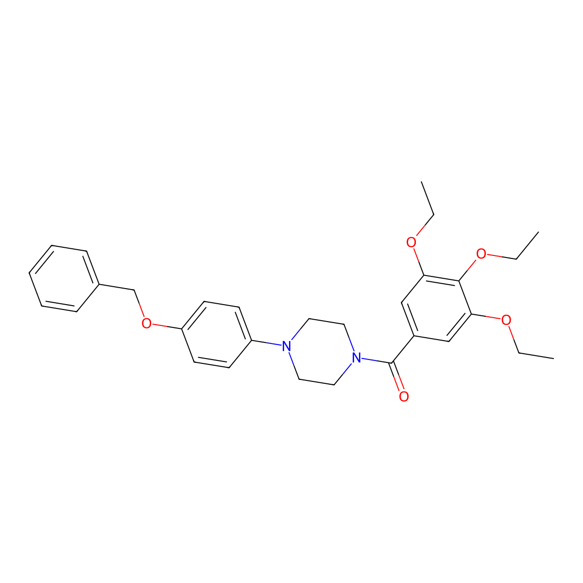 [4-(4-Phenylmethoxyphenyl)piperazin-1-yl]-(3,4,5-triethoxyphenyl)methanone molecular structure, CAS 438196-88-4