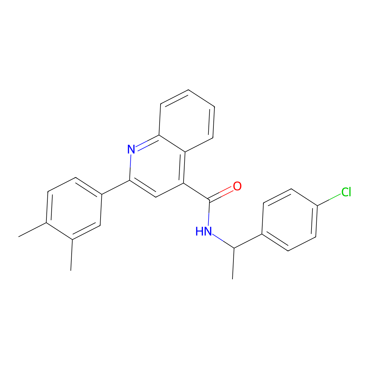 N-[1-(4-chlorophenyl)ethyl]-2-(3,4-dimethylphenyl)quinoline-4-carboxamide molecular structure, CAS 438196-98-6