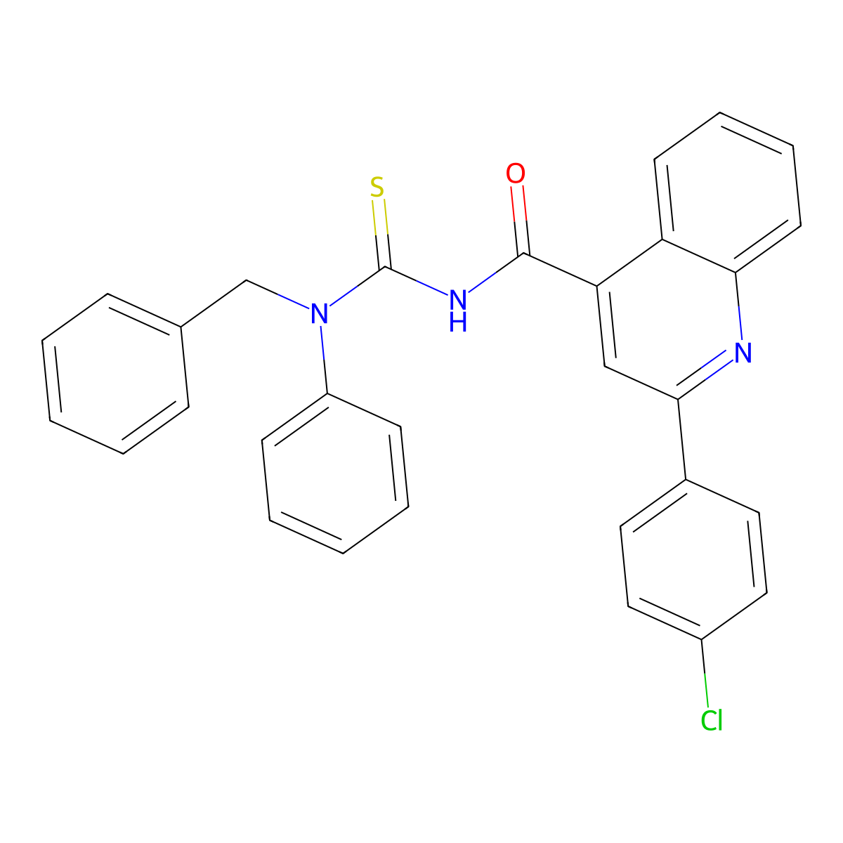 N-[benzyl(phenyl)carbamothioyl]-2-(4-chlorophenyl)quinoline-4-carboxamide molecular structure, CAS 438197-01-4