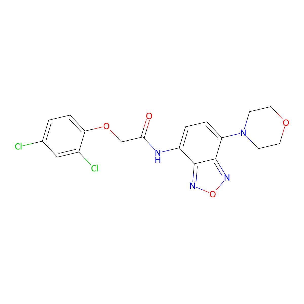 2-(2,4-dichlorophenoxy)-N-(4-morpholin-4-yl-2,1,3-benzoxadiazol-7-yl)acetamide molecular structure, CAS 438197-03-6