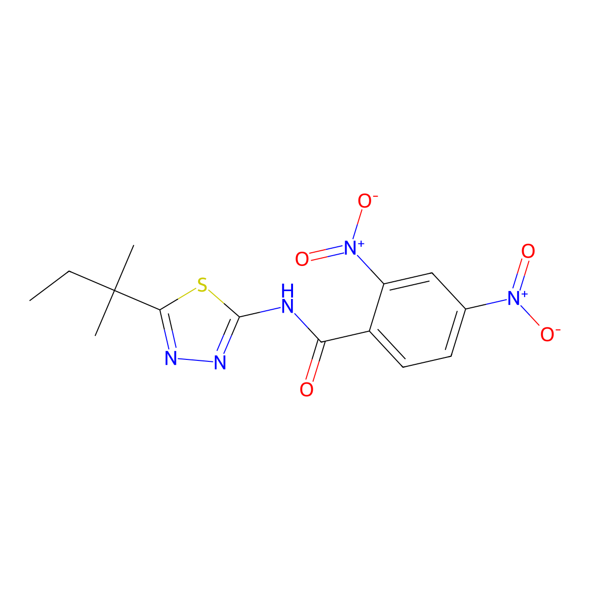 N-[5-(2-methylbutan-2-yl)-1,3,4-thiadiazol-2-yl]-2,4-dinitrobenzamide molecular structure, CAS 438197-20-7