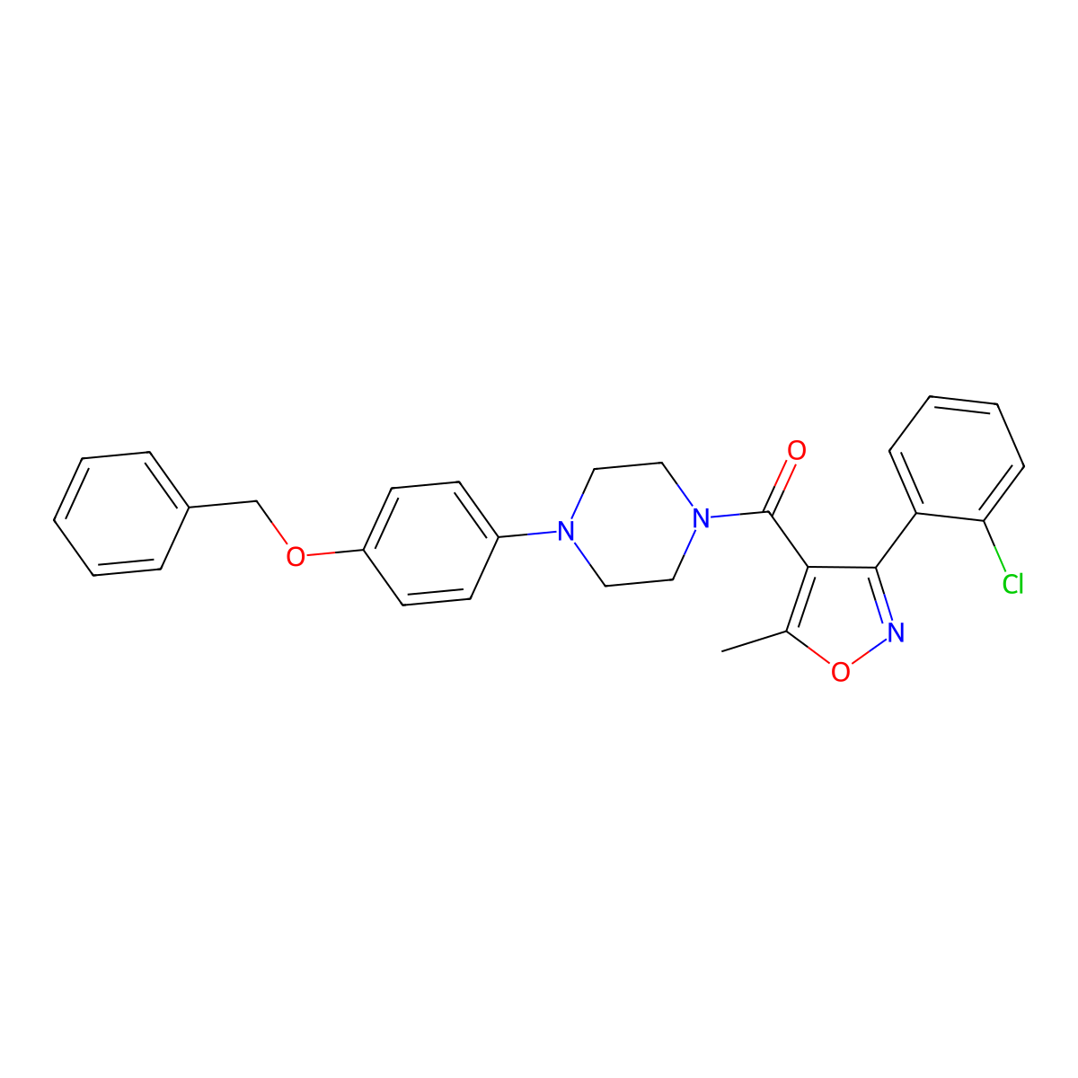 [3-(2-Chlorophenyl)-5-methyl-1,2-oxazol-4-yl]-[4-(4-phenylmethoxyphenyl)piperazin-1-yl]methanone molecular structure, CAS 438197-21-8
