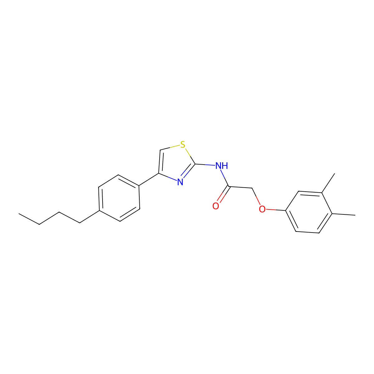 N-[4-(4-butylphenyl)-1,3-thiazol-2-yl]-2-(3,4-dimethylphenoxy)acetamide molecular structure, CAS 438197-33-2