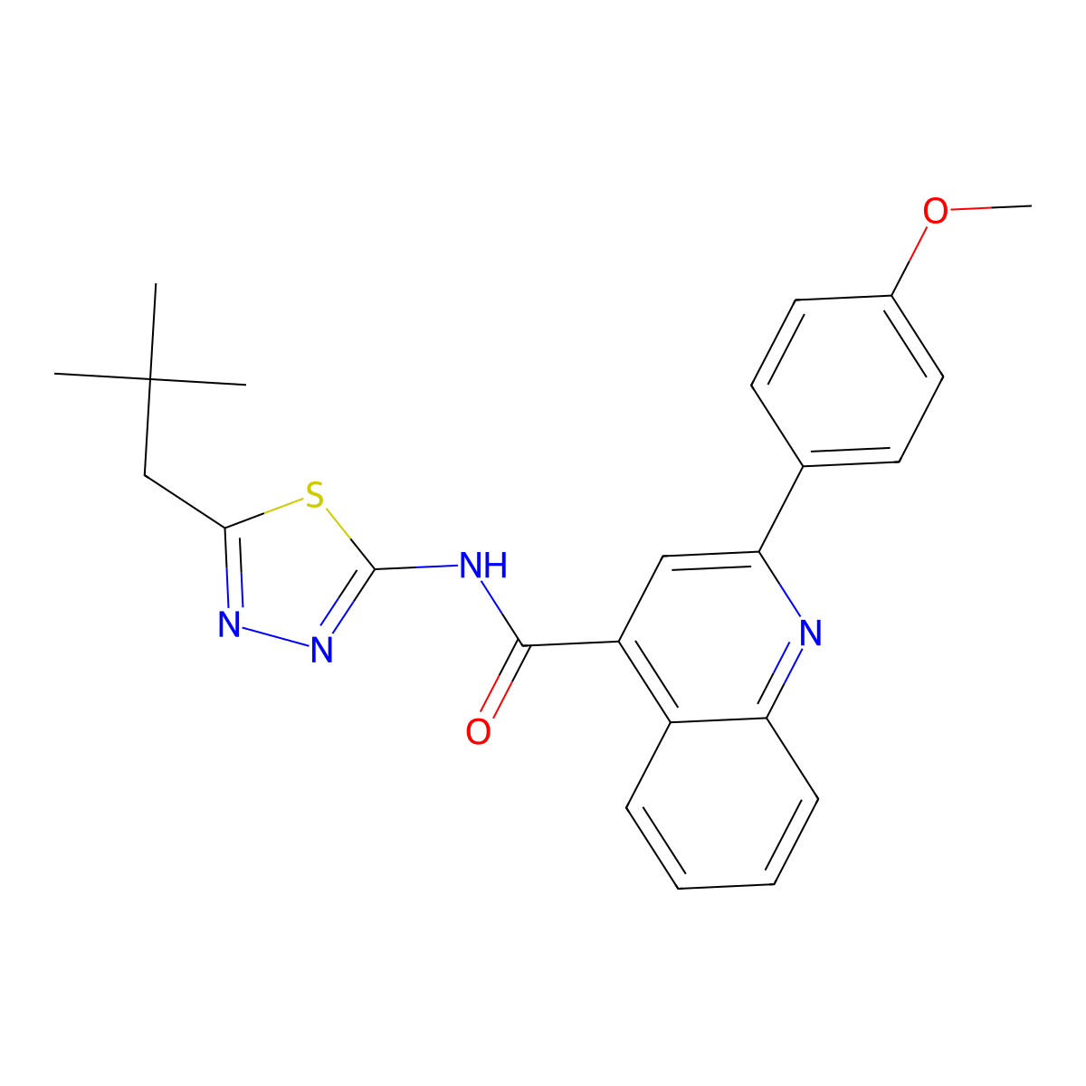 N-[5-(2,2-dimethylpropyl)-1,3,4-thiadiazol-2-yl]-2-(4-methoxyphenyl)quinoline-4-carboxamide molecular structure, CAS 438197-52-5