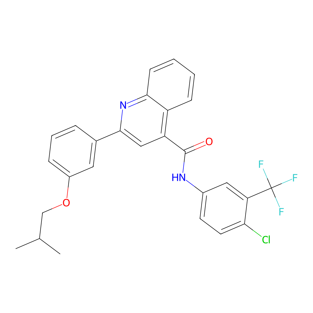 N-[4-chloro-3-(trifluoromethyl)phenyl]-2-[3-(2-methylpropoxy)phenyl]quinoline-4-carboxamide molecular structure, CAS 438197-54-7