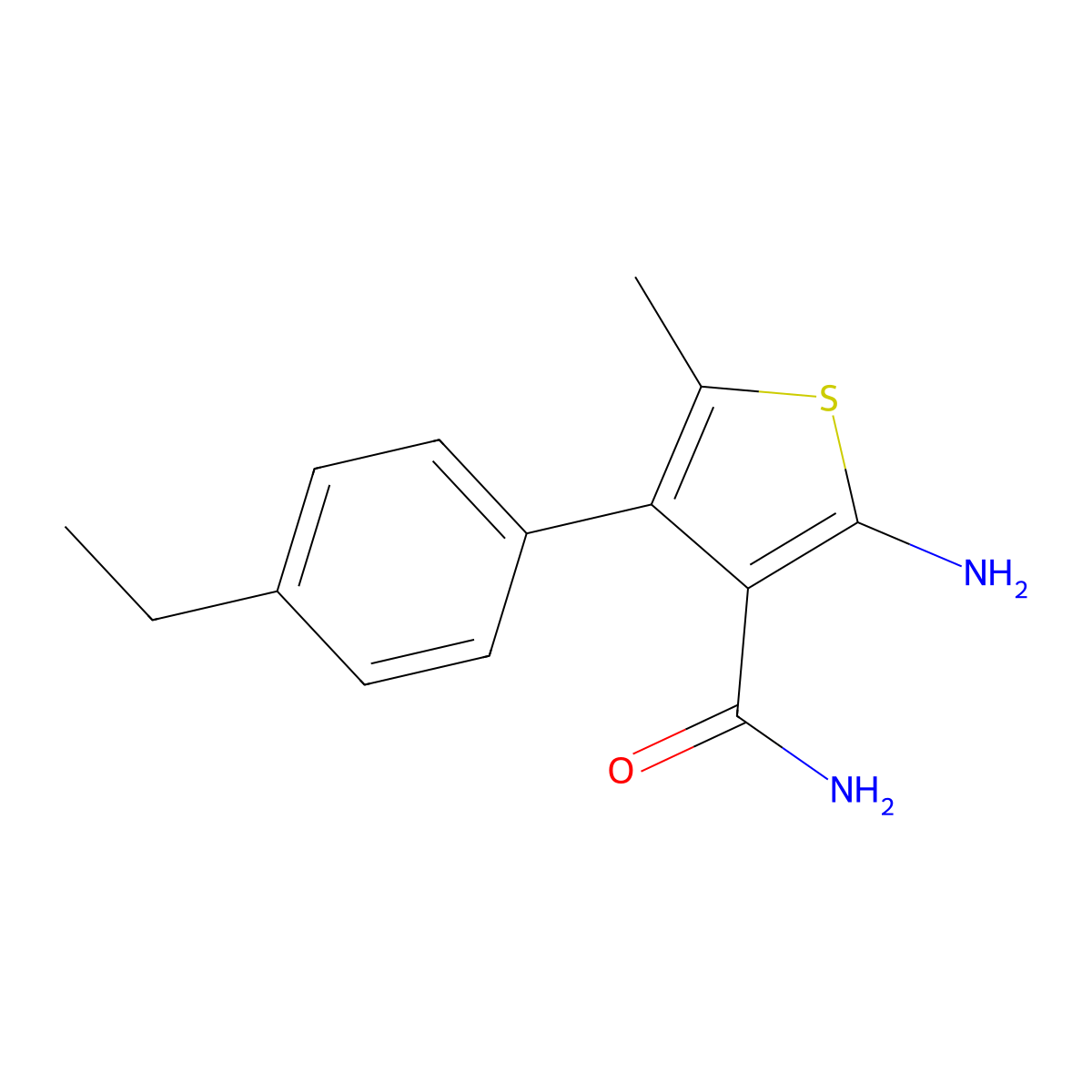 2-Amino-4-(4-ethylphenyl)-5-methylthiophene-3-carboxamide molecular structure, CAS 438197-57-0