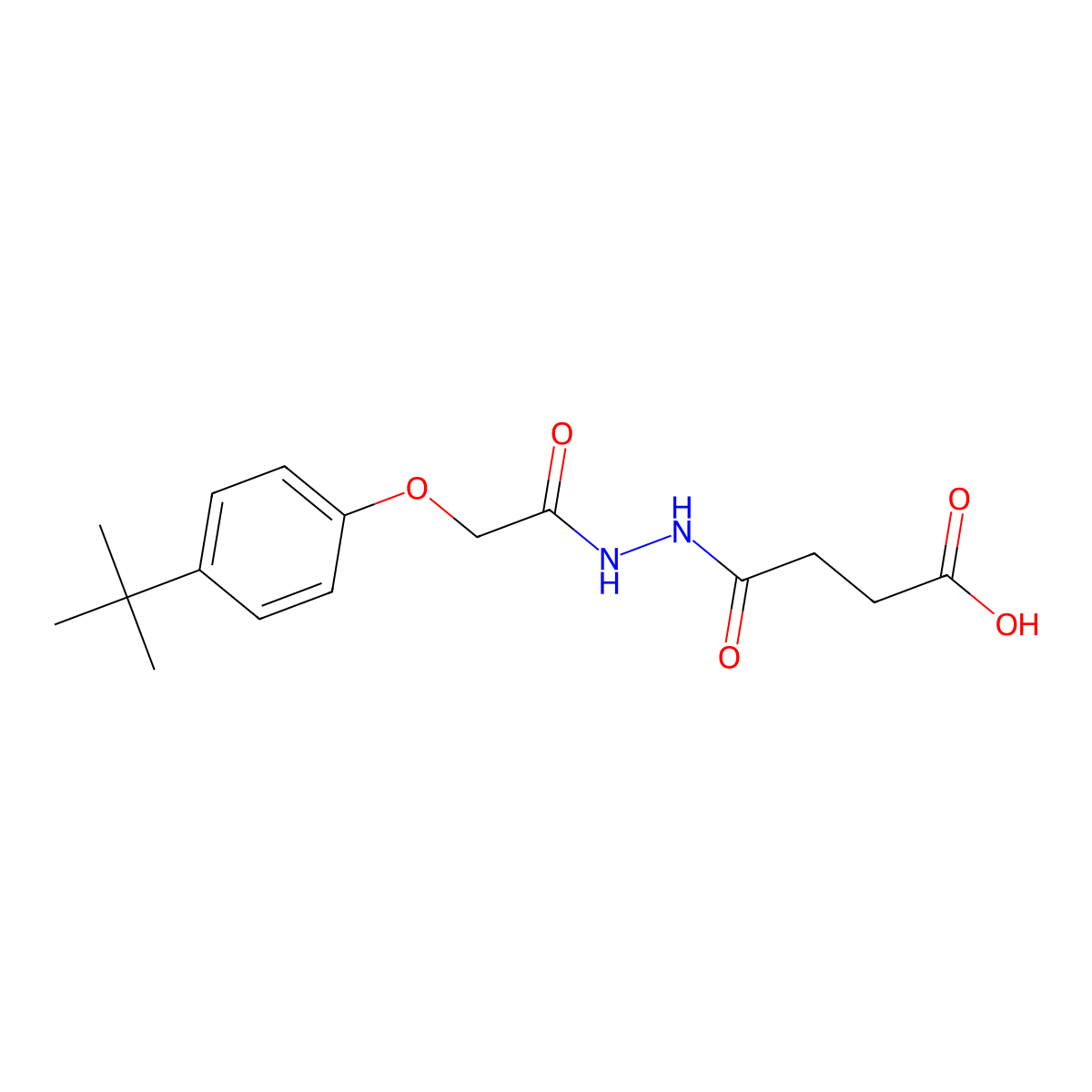 3-(N-{2-[4-(tert-butyl)phenoxy]acetylamino}carbamoyl)propanoic acid molecular structure, CAS 438198-03-9