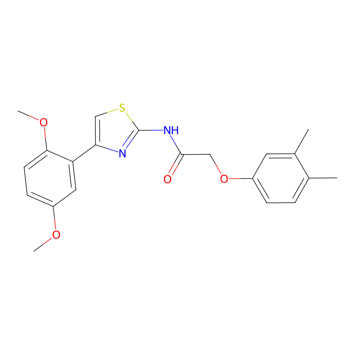 N-[4-(2,5-dimethoxyphenyl)-1,3-thiazol-2-yl]-2-(3,4-dimethylphenoxy)acetamide molecular structure, CAS 438198-06-2