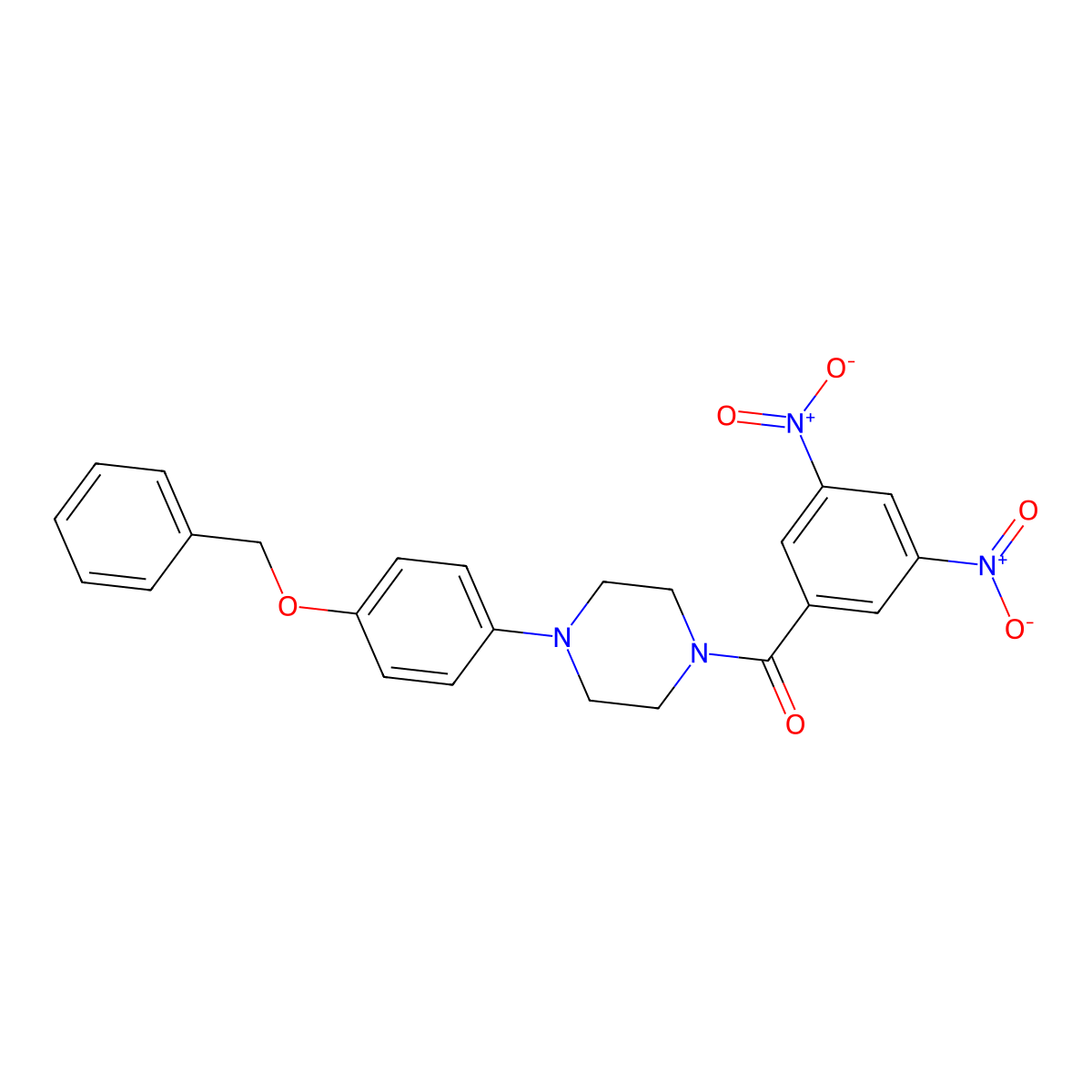 (3,5-Dinitrophenyl)-[4-(4-phenylmethoxyphenyl)piperazin-1-yl]methanone molecular structure, CAS 438198-24-4