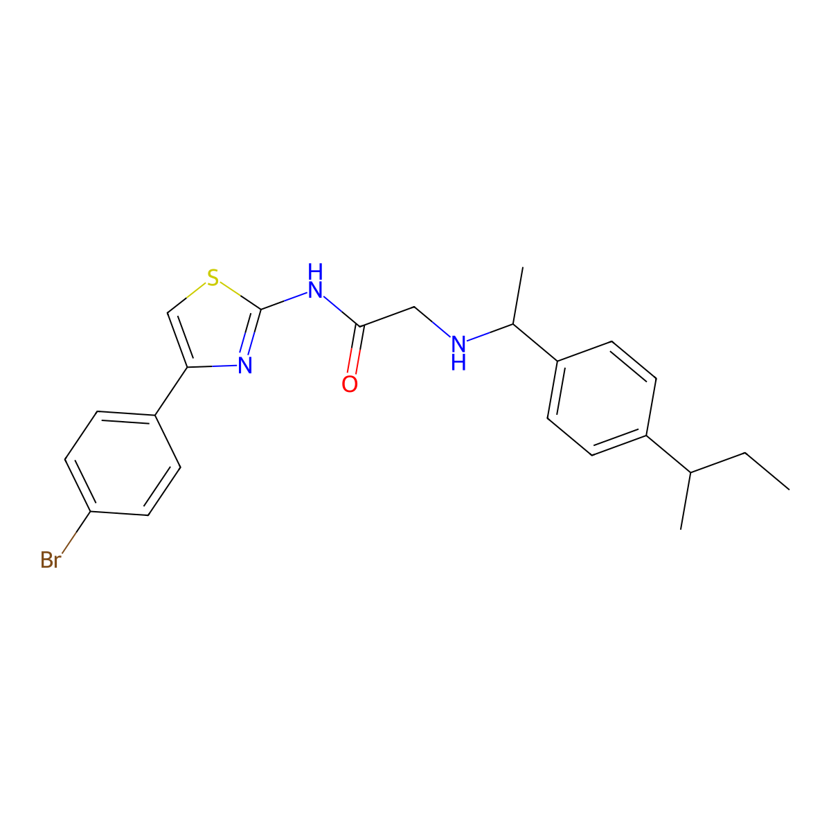 N-[4-(4-bromophenyl)-1,3-thiazol-2-yl]-2-[1-(4-butan-2-ylphenyl)ethylamino]acetamide molecular structure, CAS 438198-26-6
