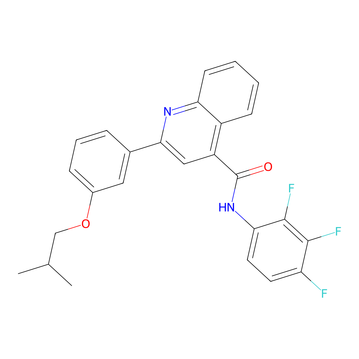 2-[3-(2-methylpropoxy)phenyl]-N-(2,3,4-trifluorophenyl)quinoline-4-carboxamide molecular structure, CAS 438198-31-3