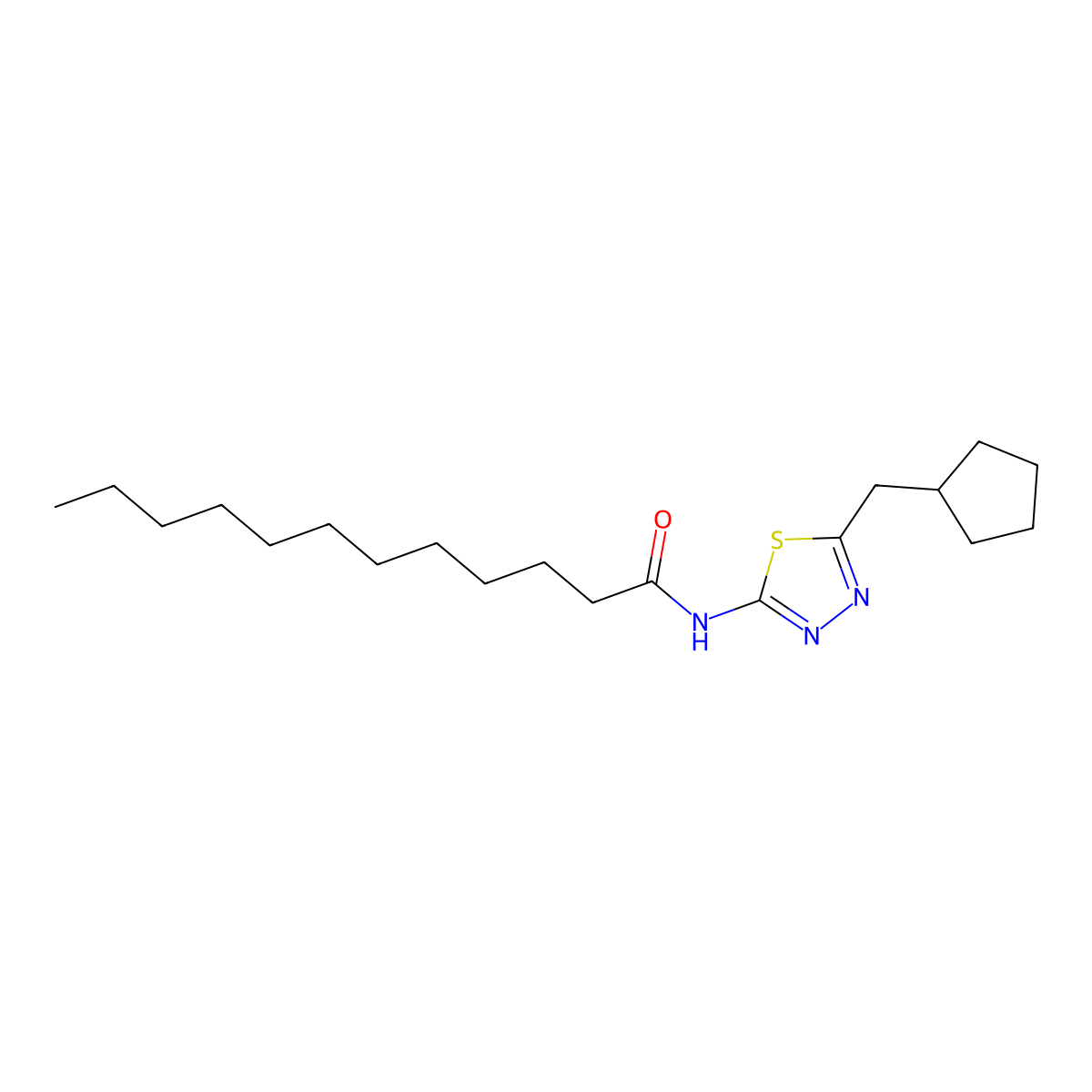 N-[5-(cyclopentylmethyl)-1,3,4-thiadiazol-2-yl]dodecanamide molecular structure, CAS 438198-36-8