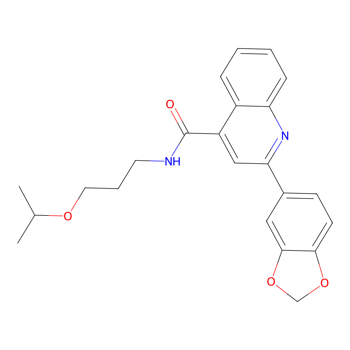 2-(1,3-benzodioxol-5-yl)-N-(3-propan-2-yloxypropyl)quinoline-4-carboxamide molecular structure, CAS 438198-41-5